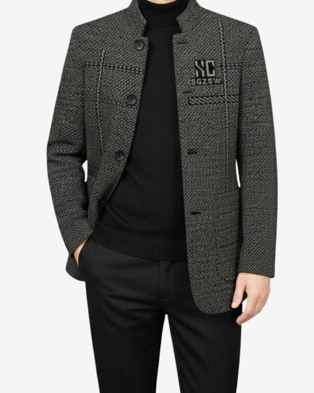 Chaqueta Térmica de Punto para Hombre con Cuello Subido