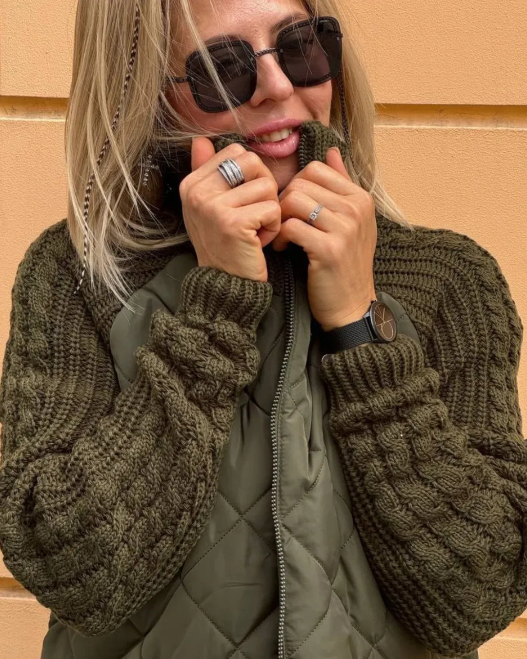 Abrigo de manga larga casual con ajuste de cremallera para mujer®