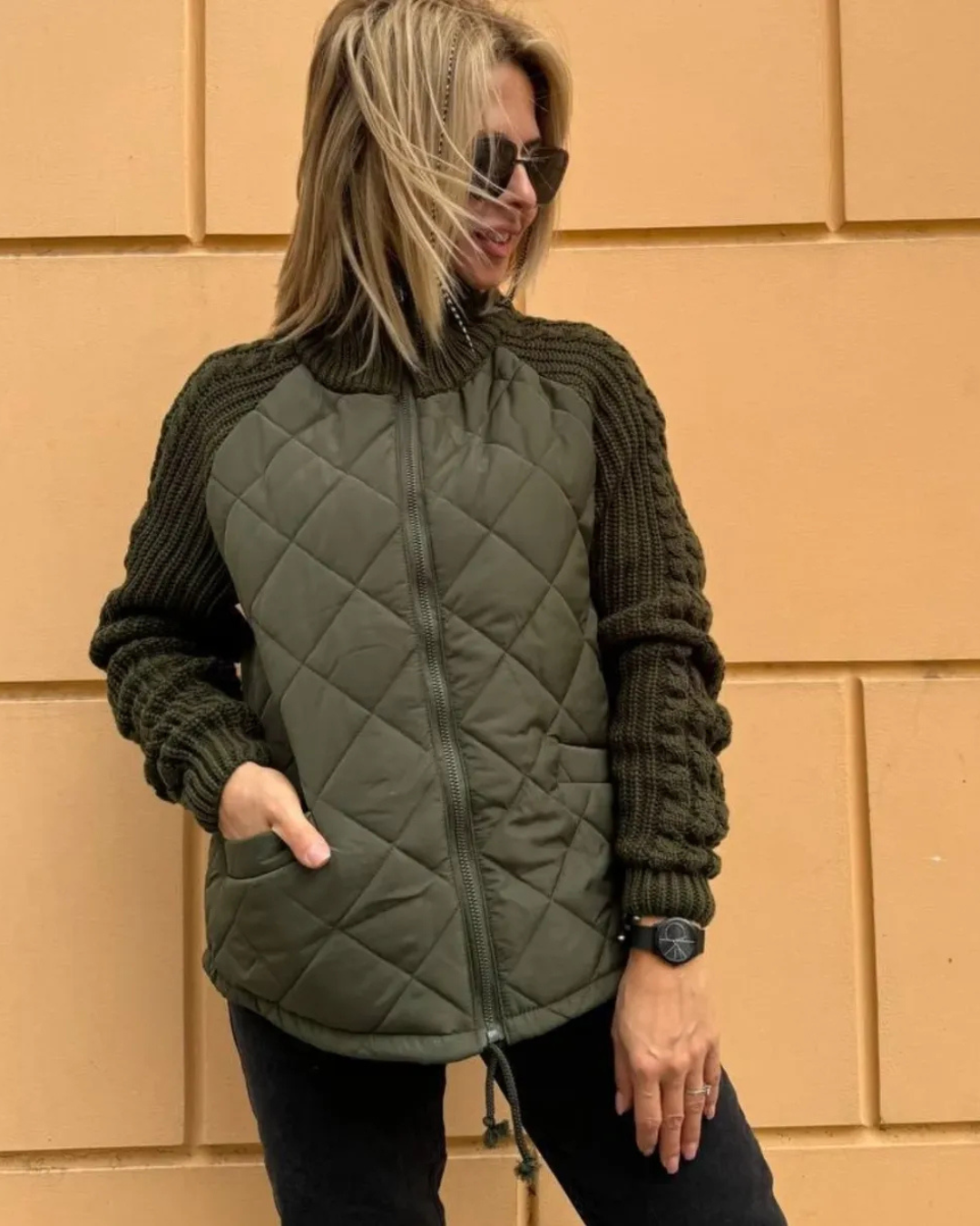 Abrigo de manga larga casual con ajuste de cremallera para mujer®