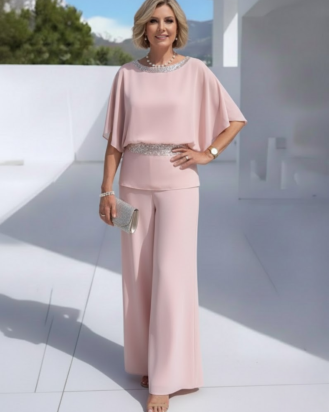 Conjunto Elegante de Dos Piezas con Detalles de Lentejuelas Para Mujer®