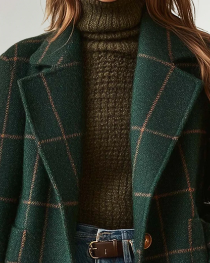 Abrigo Clásico a Cuadros de Estilo Atemporal y Refinado para Mujer®