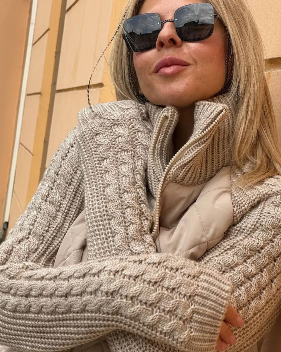 Abrigo de manga larga casual con ajuste de cremallera para mujer®