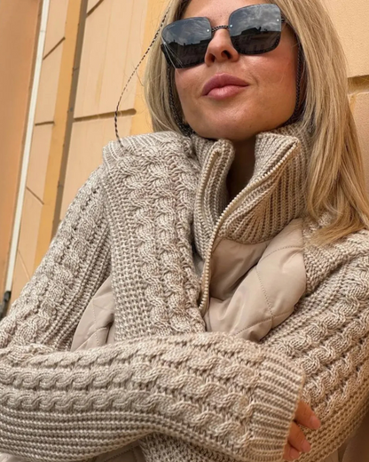 Abrigo de manga larga casual con ajuste de cremallera para mujer®