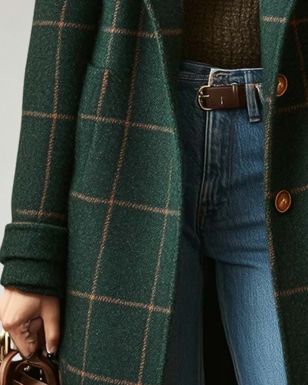 Abrigo Clásico a Cuadros de Estilo Atemporal y Refinado para Mujer®