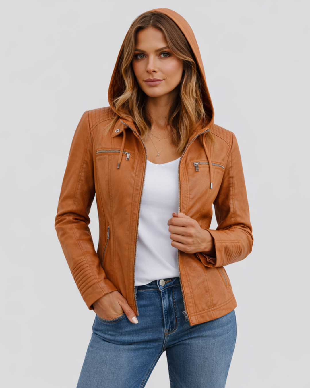 Chaqueta de Cuero de Alta Gama para Mujer