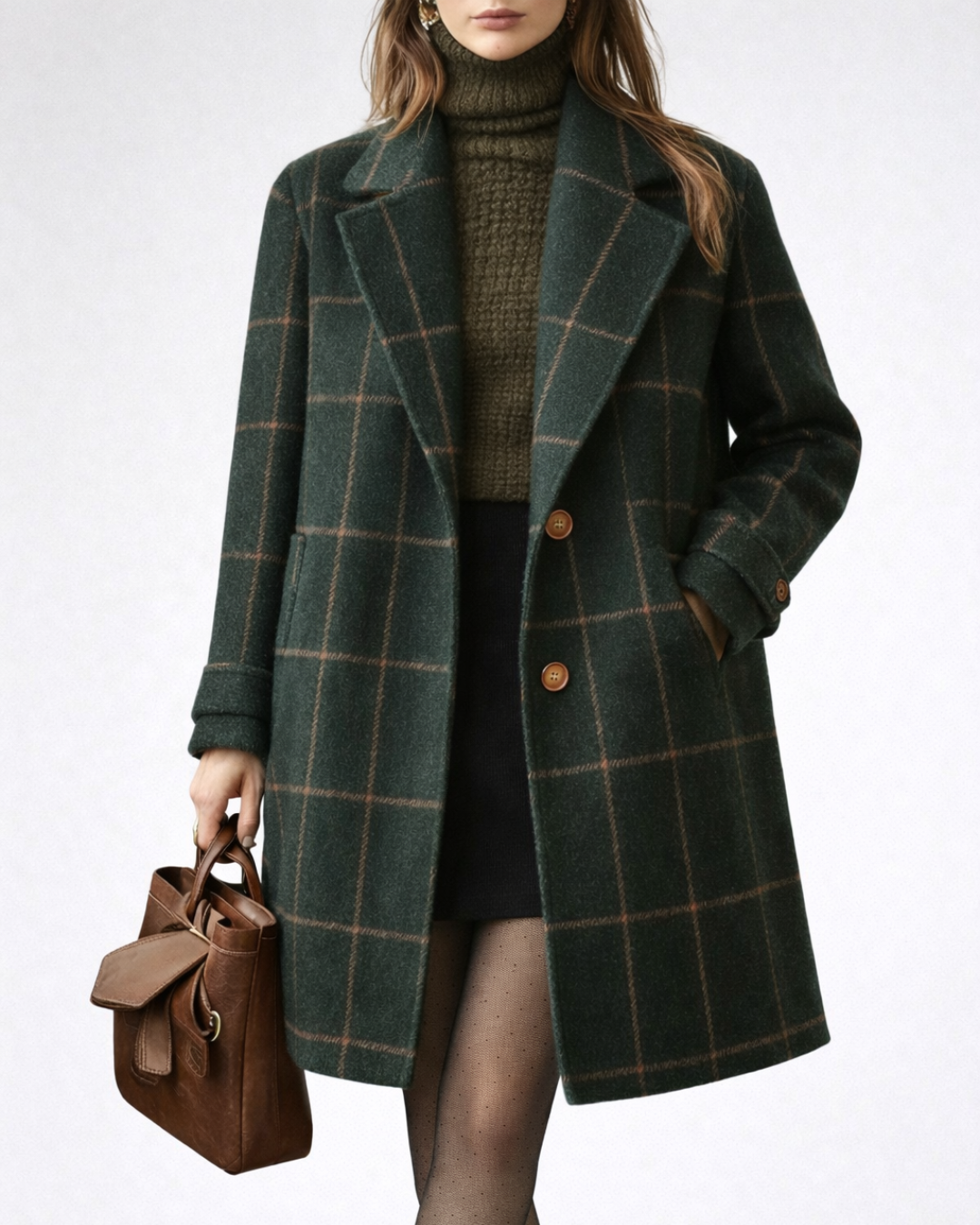 Abrigo Clásico a Cuadros de Estilo Atemporal y Refinado para Mujer®