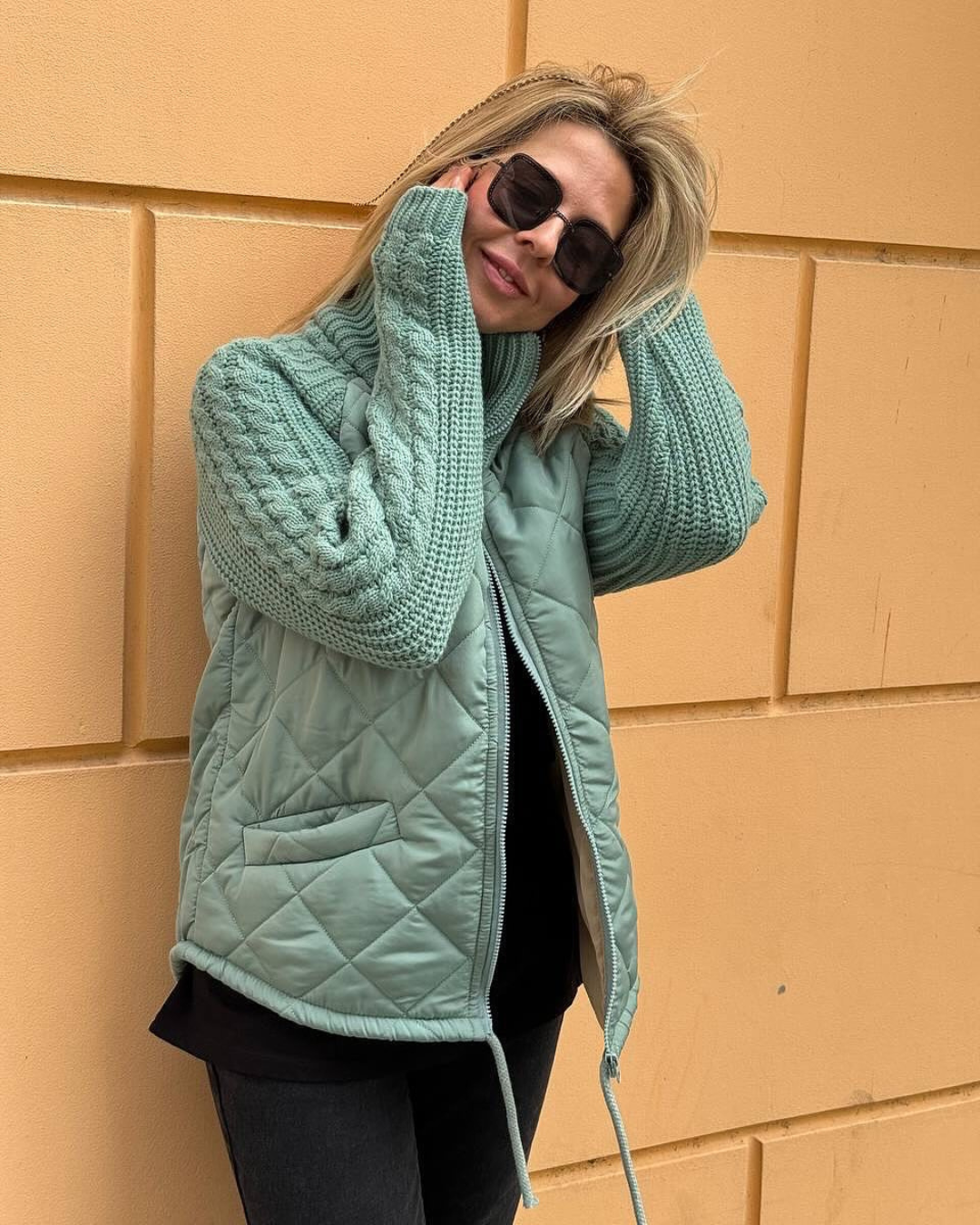 Abrigo de manga larga casual con ajuste de cremallera para mujer®