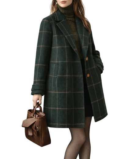 Abrigo Clásico a Cuadros de Estilo Atemporal y Refinado para Mujer®